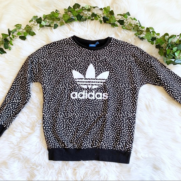 adidas Tops - Adidas Black And White Heart Print Logo Pullover